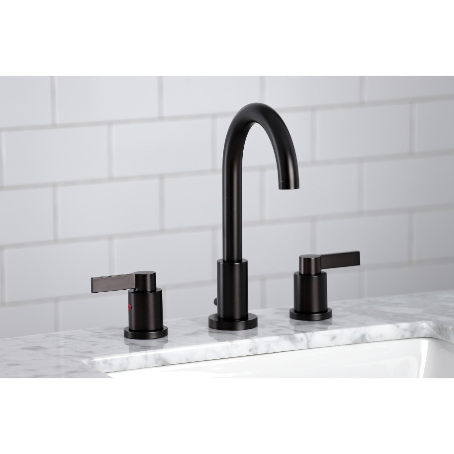Kingston Sona FSC8925NDL - NuvoFusion Two-Handle 3-Hole Deck Mount Widespread Bathroom Faucet with Brass Pop-Up, Oil Rubbed Bronze — thumbnail 2